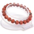 thumbnail image 2 of Natural Matt Frosted Red Jasper Gemstone 8mm Round Beads Stretch Bracelet 7 Inch Unisex, 2 of 2