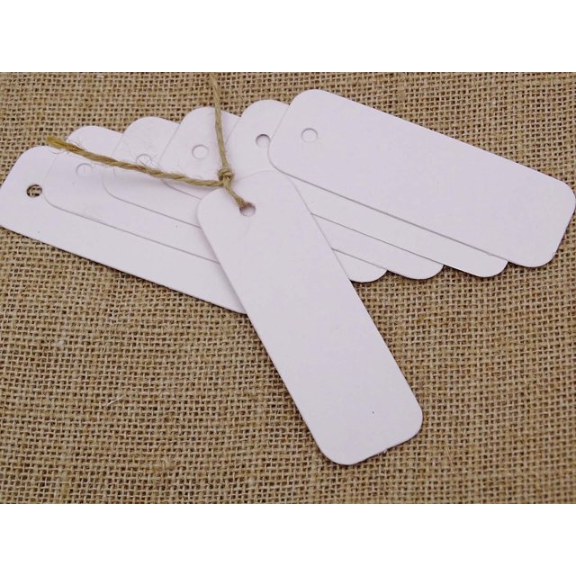 100 Pcs Rectangular Shape Blank Tags Bonbonniere Wedding Favor Hang Tag with Free Natural Jute Twine - Colours Available