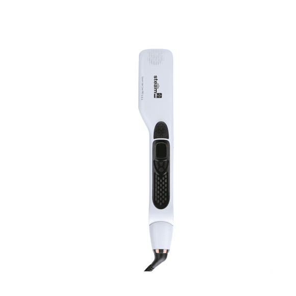 Professional Salon Steam Hair Straightener, Ceramic Steam Flat Iron with Removable Comb EU Plug White