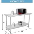 thumbnail image 2 of 60x24 In NSF Stainless Steel Work Table with Adjustable Undershelf and Detachable Trash Bag Holder Heavy Duty Commercial Prep Table for Kitchen Home Restaurant, 2 of 8