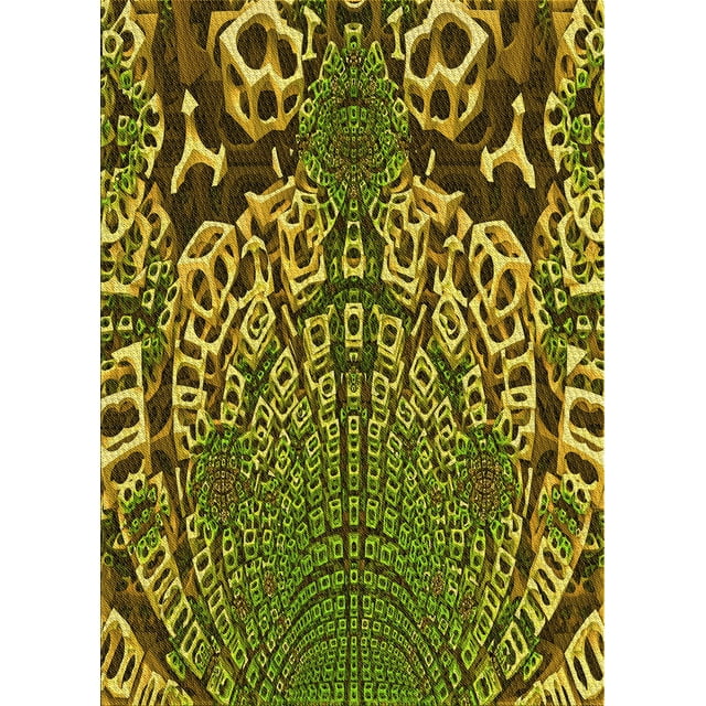 Ahgly Company Machine Washable Indoor Rectangle Transitional Green Area Rugs, 3' x 5'