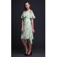 thumbnail image 4 of Bimba Robe Droite à Épaules Dénudées Style Chic Imprimé Oiseau Vert pour Femmes Tunique d'Été - X-Small, 4 of 6