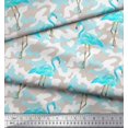 thumbnail image 3 of Soimoi Moss Georgette Fabric Camouflage Texture & Flamingo Bird Printed Fabric 1 Yard 42 Inch Wide, 3 of 3
