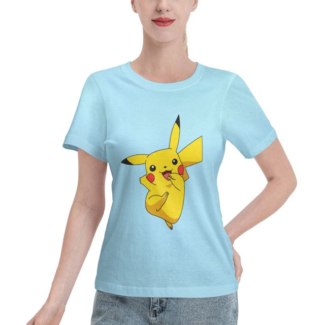 T-Shirt Basique à Manches Courtes pour Femmes Pikachu