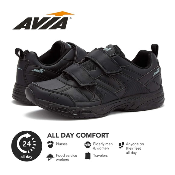Avia Women's Avi-Union Strap II Food Service Shoe, Black/Iron Grey, 6 Medium US