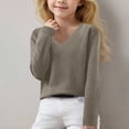 thumbnail image 2 of LOVZFMLL Sweaters for Girls, V-Neck Ribbed Pullover Classic Casual Solid Color, Cozy Soft Layering Top Fall Clothes Warm Winter Tops Teen Girls Clothes for 14-15 Years, 2 of 6