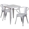 thumbnail image 1 of Flash Furniture 3 Piece Square Metal Bistro Dining Set in Silver, 1 of 9