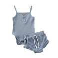 thumbnail image 4 of 2Pcs Baby Shorts Set Knitted Suspenders Jumpsuit High Waist Short Pants Girls Suits, 4 of 6