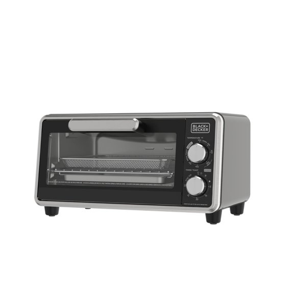 Refurbished Black + Decker Crisp N Bake PRO 4-Slice Air Fry Toaster Oven, Stainless Steel, Max Space Technology, 1150W, 450F, TO4225-0BD-ID