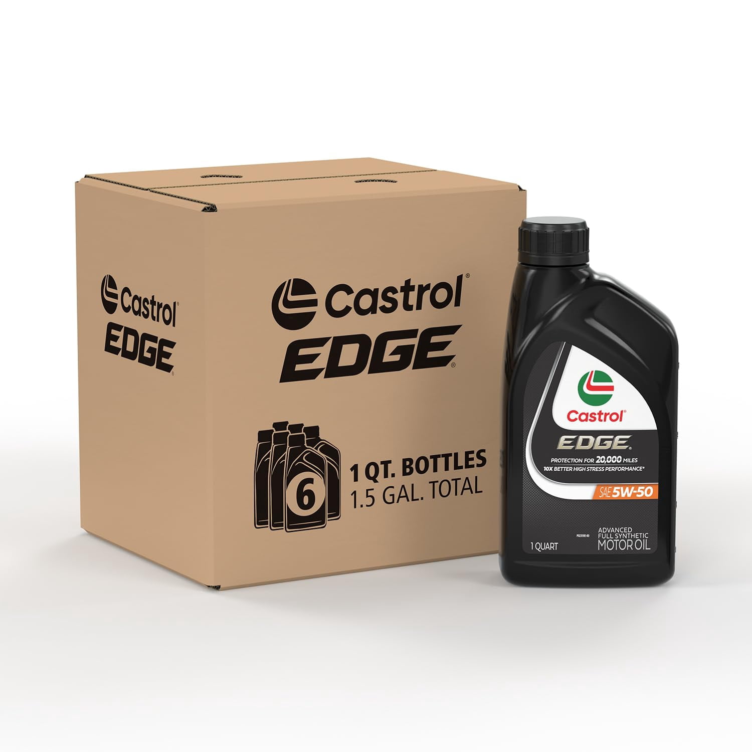 Castrol Edge 5W-50 Advanced Full Synthetic Motor Oil, 1 Quart, Pack of 6