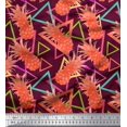 thumbnail image 1 of Soimoi Velvet Fabric Triangle & Pine Fruits Print Sewing Fabric Yard 58 Inch Wide, 1 of 5