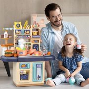 Fridja Kids Kitchen Playset, 32Pcs Cooking Stove ,Paly Sink, Vegetables, Kitchen Toys with Realistic Lights&Sounds, Pretend Play Toys, Kitchen Toys for Toddlers 2 Years and Up (Blue)