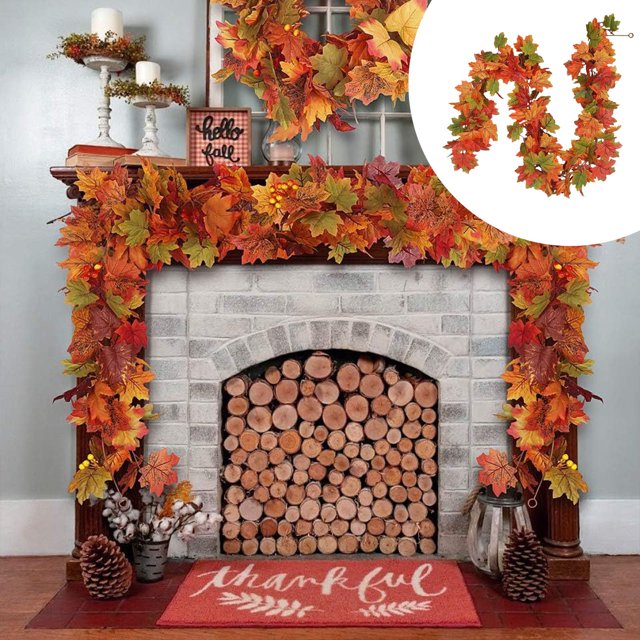 CEHVOM Christmas Decorations Indoor Outdoor,Christmas Tree Decorations,Thanksgiving Holiday Rattan Maple Leaf Rattan Decoration Simulation Maple Leaf Rattan Simulation Landscaping Leaf Simulation