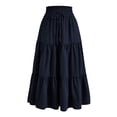 thumbnail image 1 of Besolor Maxi Skirts for Women 2025 Summer Elastic Waist Drawstring Ruffle Tiered a Line Flowy Beach Long Skirt, 1 of 4