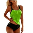 thumbnail image 1 of Moxiu Women's Two Piece Tankini Bathing Suits T-Back Top Ruched Padded Modest Swim Shorts Summer Basic Swimwear Green,L, 1 of 4