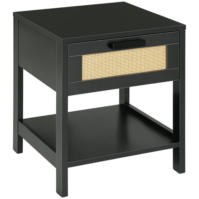 HOMCOM Narrow Nightstand, Bedside Table with Drawer and Storage