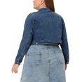 thumbnail image 3 of Agnes Orinda Vestes en Denim Courtes à Boutons pour Femmes Grande Taille Mode 2X Gris Foncé Bleu, 3 of 6