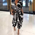 thumbnail image 2 of Fridja Woman's Dots Printing Short Sleeve Button Rompers Trousers Casual Fashion, 2 of 5