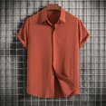 thumbnail image 2 of Diufon Linen Shirts for Men Casual Button Down Short Sleeve V Neck Tee Textured Summer Beach Vacation Shirts, 2 of 3