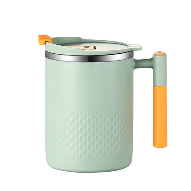 Stainless Steel Mug With Lid And Handle 450ML Reusable Double Layer Insulated Thermal Mug For Home Office And Travel Coffee Mug Breakfast Cups