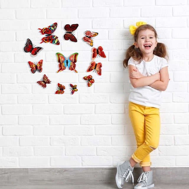 EGNMCR Wall Stickers, Cute Stickers 12pcs Decal Wall Stickers Home Decorations Double Layer Colorful wall sticker