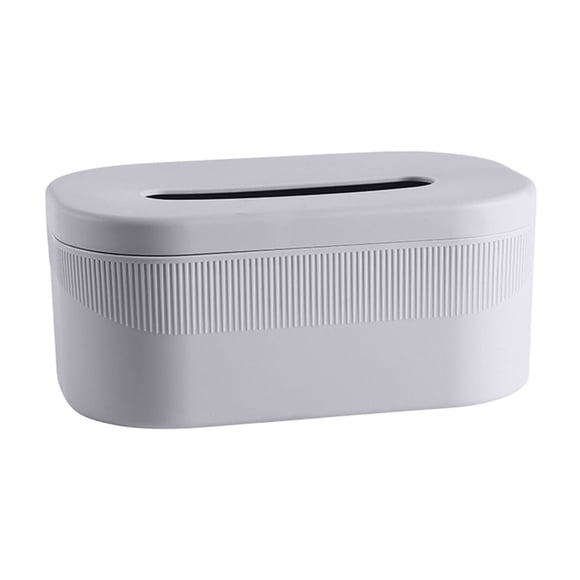 SIYTUAU Plastic Tissue Box Cover With Organizer Compartment For Facial Paper Bathroom Kitchen Vanity Countertops Gray Storage Tissue Holder 8.27 X 5.12 X 3.54 Inches Grey
