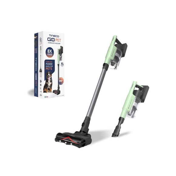 Tineco GO Pet Cordless Stick Vacuum Cleaner, ZeroTangle Brush, iLoop Smart Sensor, 40 Min Runtime, Handheld, Seafoam Green - NEW OPEN BOX