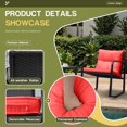 thumbnail image 4 of Homall Ensemble de Mobilier de Jardin 3 Pcs Comprenant une Chaise Berçante, un Ensemble de Mobilier de Patio Moderne, des Chaises à Bascule en Résine Tressée, des Chaises Rembourrées en Rotin PE et une Table Basse en Verre, Rouge., 4 of 7