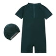 thumbnail image 3 of Hiiyo Toddler Boys Cartoon Short Sleeve Rash Guard UPF 50+ One-Piece Swimsuit with Hat, 3 of 8