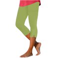 thumbnail image 1 of Penkiiy Pantalon Capri à Enfiler Extensible Taille Haute pour Femme, Mode / Décontracté, Vert, TG, 1 of 6