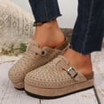 thumbnail image 2 of Dakaela Women's Suede Clogs Cork Footbed Sandals Comfort Platform Mules Rhinestone Slip on Slippers, 2 of 7