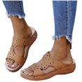 thumbnail image 3 of Dvkptbk Womens Flat Sandals Open Toe Slides Adjustable Slip On Slippers for Summer for Beach, Home, Indoor Outdoor Use ummer, 3 of 4