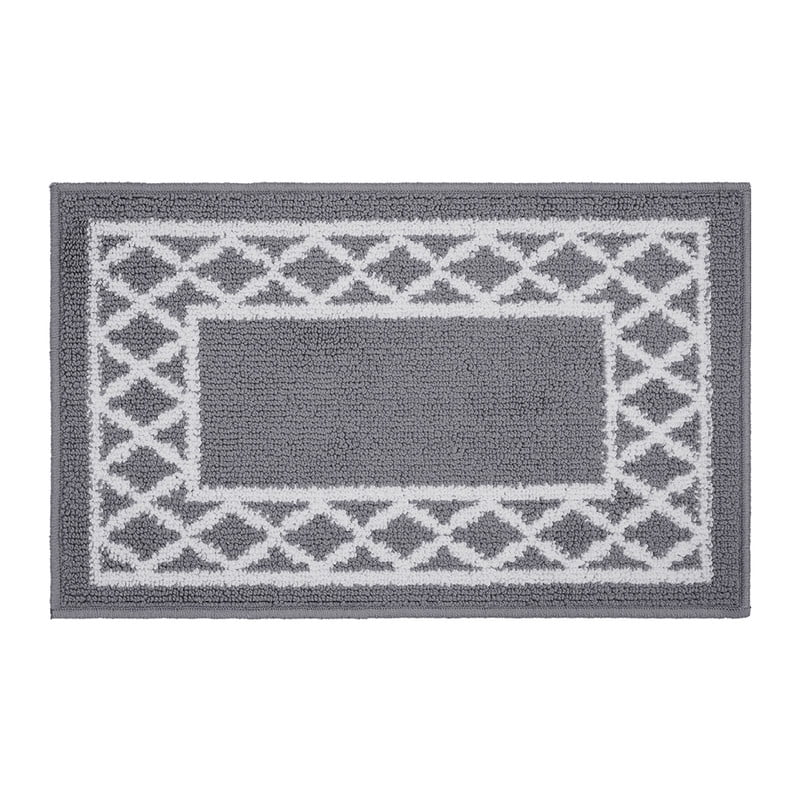 Marina Decoration Décor Tapis de Luxe Antidérapant avec Support en Caoutchouc, Tapis de Sol Doux pour Intérieur, Accent Décoratif, Couleur Argent, Design Treillis Marocain, 26 x 45 Pouces