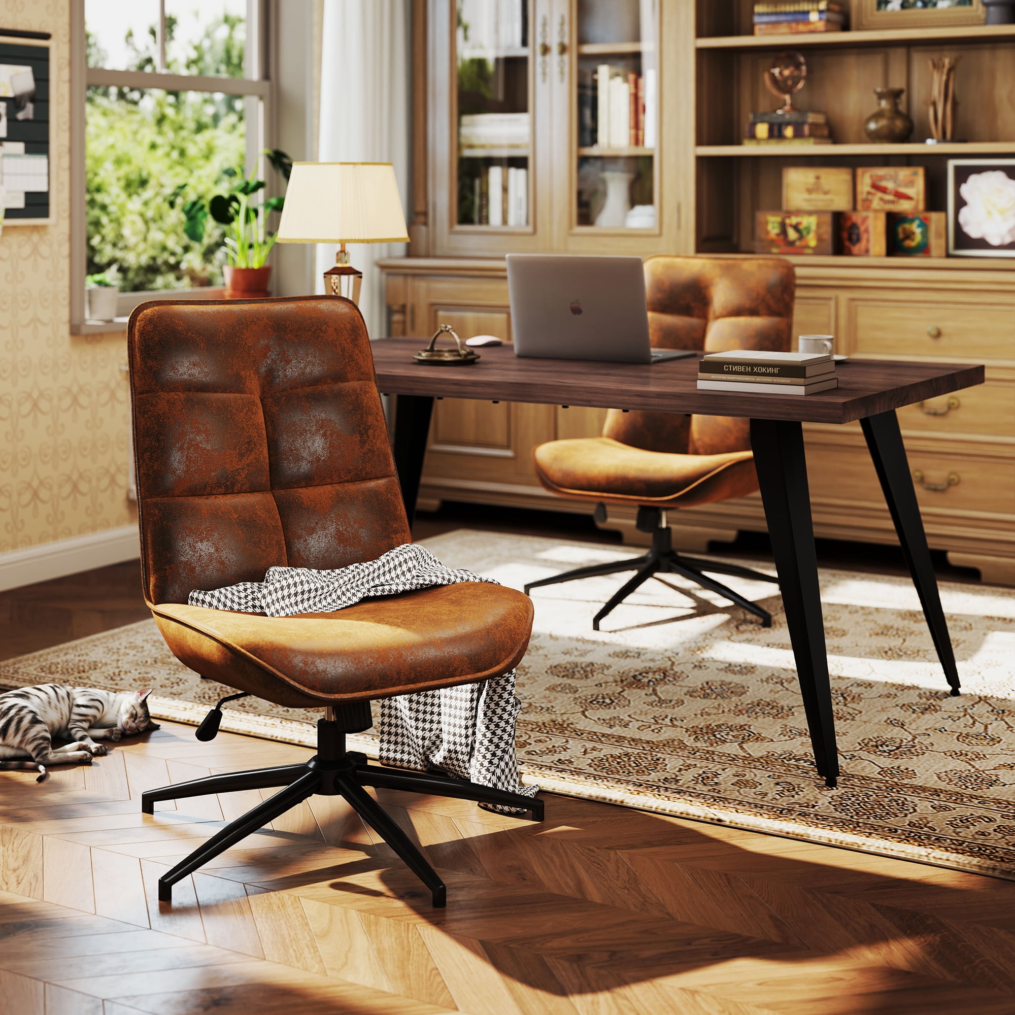 Homy Casa 63 in. Computer Desk with Thick Top and Flat Metal Legs, Multi-Use Meeting Table