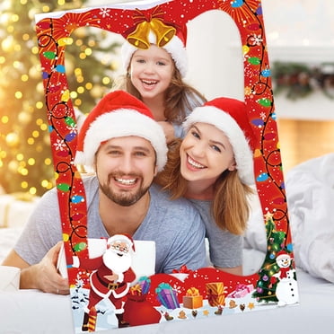 EQWLJWE Accessoires de Cabine Photo de Noël Cadre Fournitures de Fête, Thème de Noël DIY Excentrique Adulte Enfants Cadre Photo en Papier Accessoires de Décoration