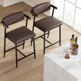 thumbnail image 2 of Tabourets de Bar Ensemble de 2, Ensemble de 2 Tabourets de Bar avec Grand Coussin, Ensemble de Tabourets de Bar Hauteur Comptoir pour Îlot, Comptoir de Bar, Brun Rétro, 2 of 7