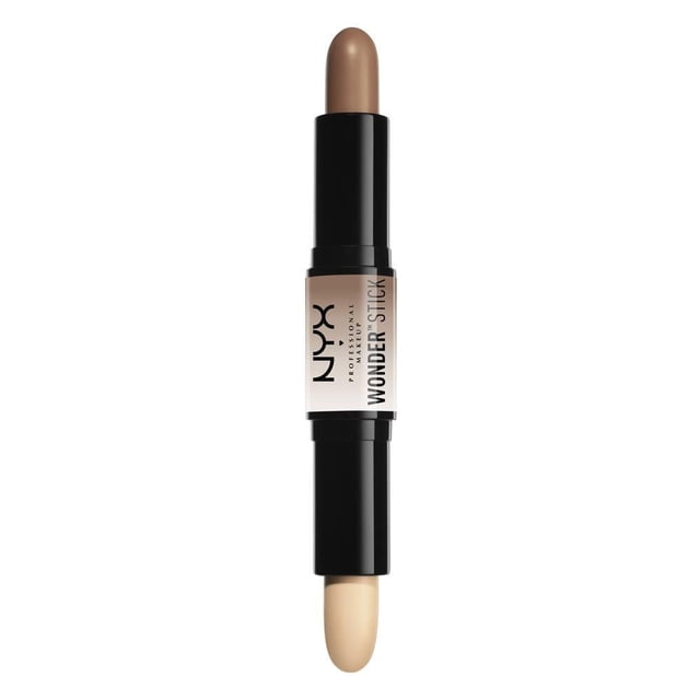 NYX Professional Makeup Wonderstick, Light, dual-ended contour and highlight stick with creamy beige highlight and medium brown contour shades in a slim black tube with central label, suitable for precise face contouring and highlighting
