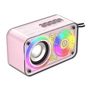 Qocolhg Small Bluetooth Speaker, Indoor and Outdoor Portable Bluetooth Speaker Seyberpunk Speaker Transparent Wireless Bluetooth Speaker Cool Glittering Bluetooth Speaker for Birthday Gifts, Pink