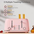 thumbnail image 3 of Toaster 4 Slice, Retro Stainless Toaster with 6 Bread Shade Settings,1.5''Wide Slots Toaster with Cancel/Defrost/Reheat Functions,Dual Independent Control Panel (Pink), 3 of 5