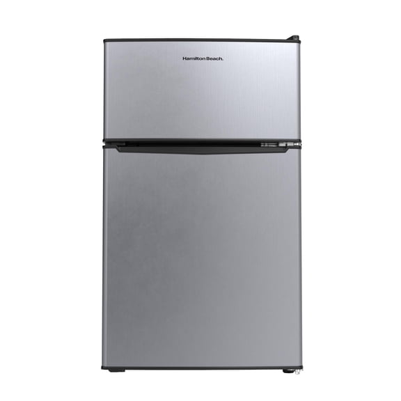 Hamilton Beach Mini Réfrigérateur 3,1 pi³ avec véritable congélateur, réfrigérateur compact 2 portes, Energy Star, portes réversibles, acier inoxydable