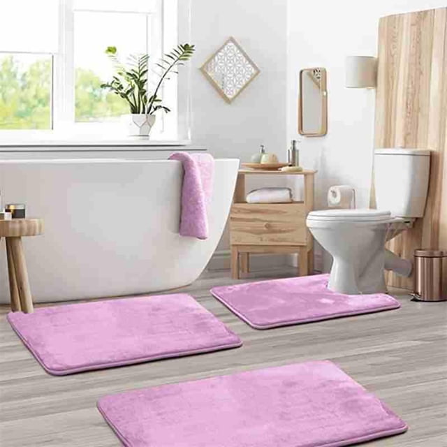 YYSDCY Deals of The Day Clearance! Bathroom Floor Mat Set, Strong Absorbent Coral Velvet Mat, Non-Slip Toilet Mat, Soft and Absorbent Bathroom ThreePCS Rug Set for Household Use