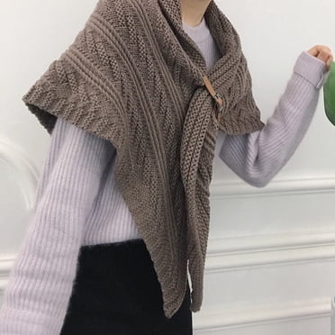 Xingzhi Winter Traveling Women Shawl Banquet Girls Solid Color Casual Neckerchief Ladies Simple Design Cloak Poncho Birthday Gift Black Beige