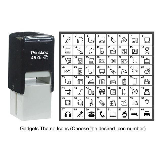 Printtoo Personalized Gadgets Theme Icons Rubber Stamp Self Inking Stamper 24 mm-Red