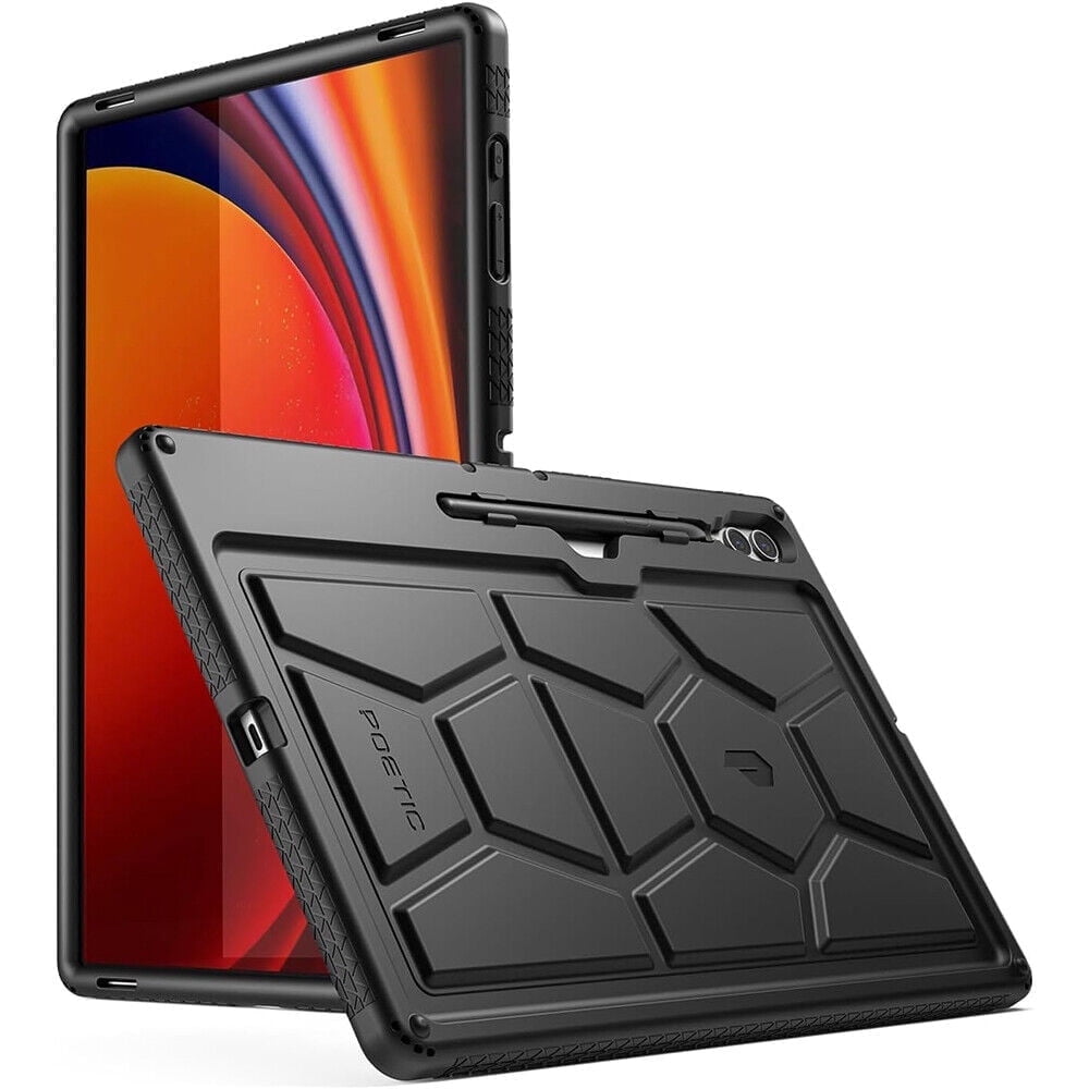Poetic TurtleSkin Case for Samsung Galaxy Tab S9 Ultra (2023 Release) 14.6 inch Case with S Pen Holder, Heavy Duty Shockproof Kids Friendly Protective Silicone Cover, Black