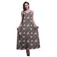 thumbnail image 1 of Bimba Robe Longue Maxi de Soirée pour Femmes en Rayonne à Imprimé Floral, Dos Nu, à Bretelles Spaghetti - Très Petit, 1 of 5