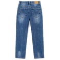 thumbnail image 2 of KIDSCOOL SPACE Little Boys Jeans,Elastic Band Inside Ripped Slim Fit Denim Pants,Light Blue,5-6 Years, 2 of 6