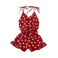 thumbnail image 2 of Diconna Girls Playsuit with Belt, Polka Dot Romper, Ruffles Strap Jumpsuit, 2 of 6