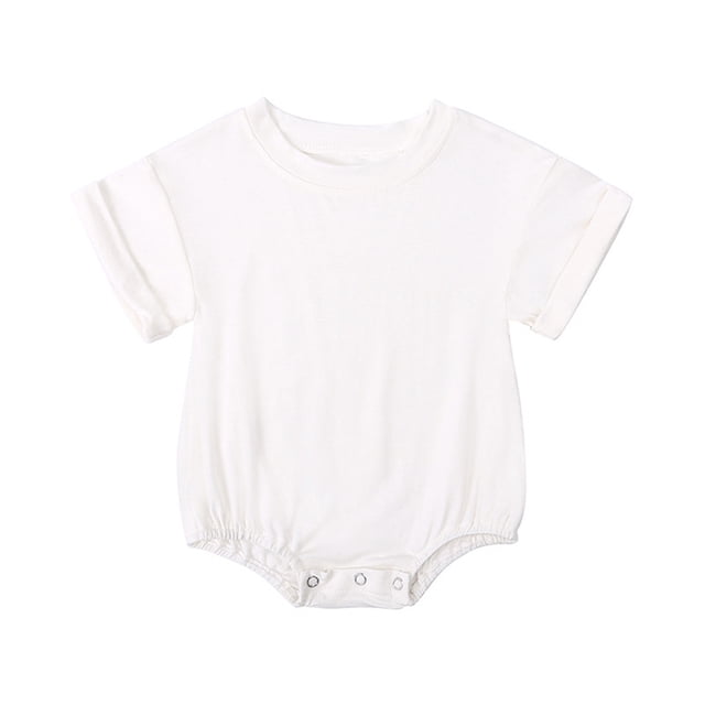 Timegard Newborn Onesie Toddler Boys Girls Short Sleeve Comfy Rompers Unisex Infant Outfits Solid Color