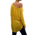 thumbnail image 5 of T-shirt Femme Col Rond Ourlet Asymétrique Couleur Unie Manches Longues Ample, 5 of 5
