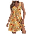 thumbnail image 1 of Penkiiy Robe d'Été Décontractée pour Femme avec Poches, Robe Bohème de Plage d'Été, Robe T-Shirt à Fleurs, Robe Débardeur Ample à Col en V, L Jaune, 1 of 7